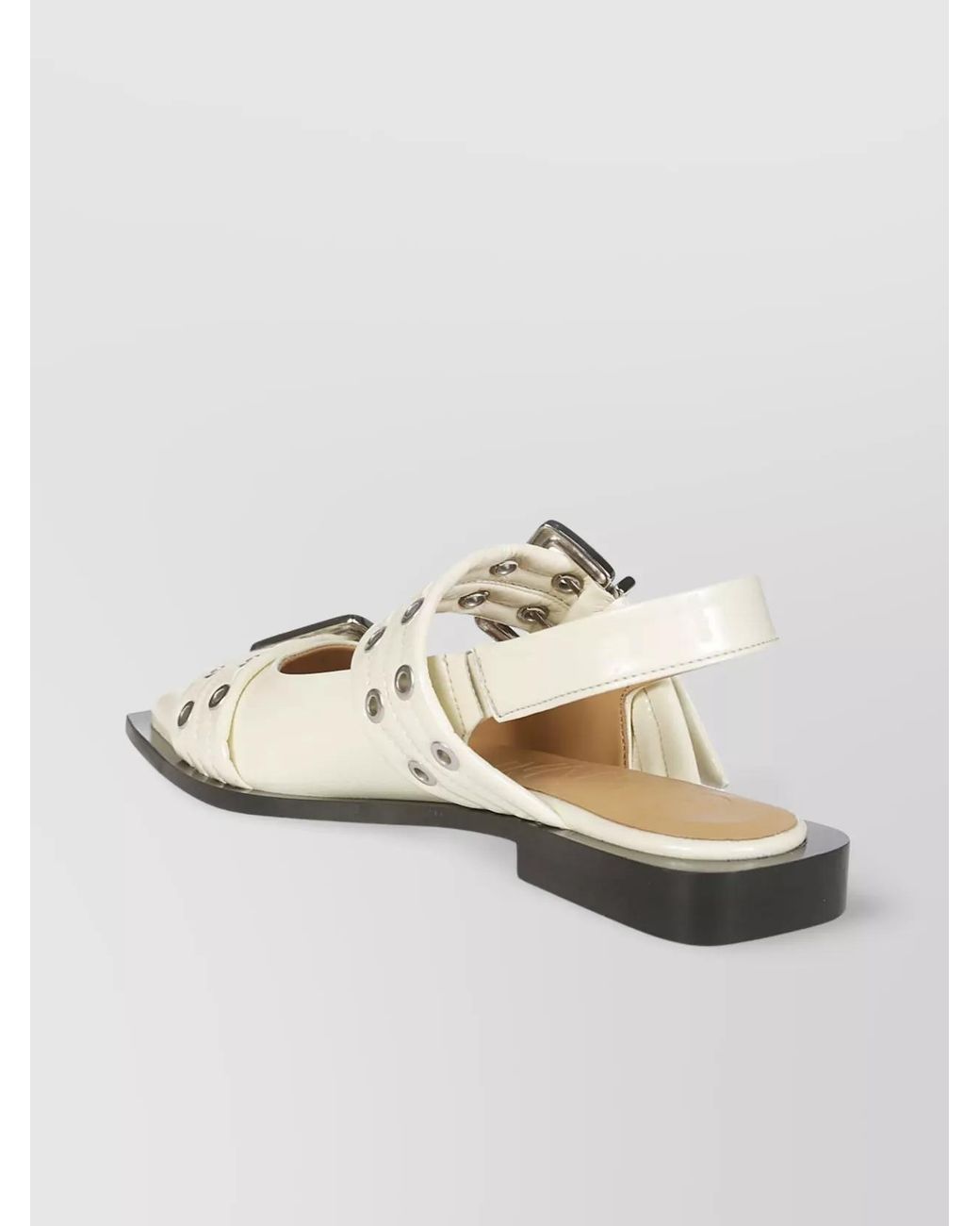 Ganni Metallic Buckle Slingback Ballerina Shoes