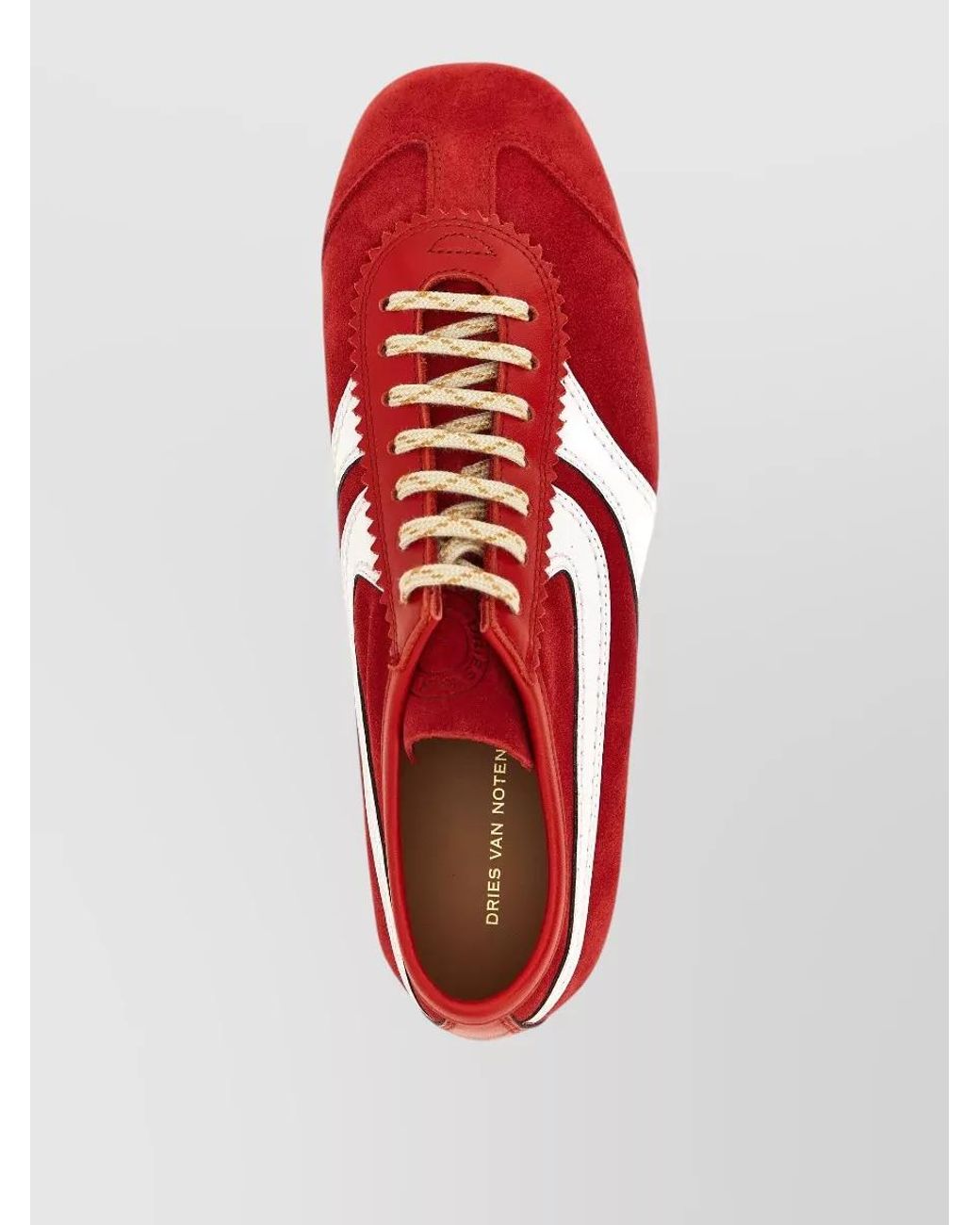Dries Van Noten Red Leather Low-Top Sneakers