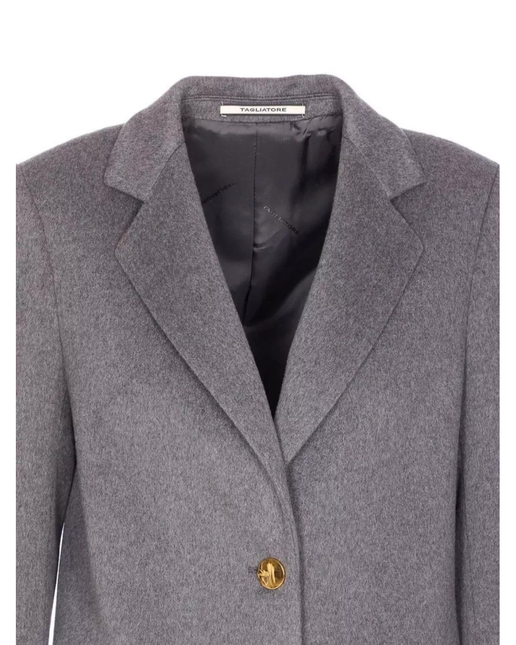 Tagliatore Gray Cashmere Single Breasted Coat