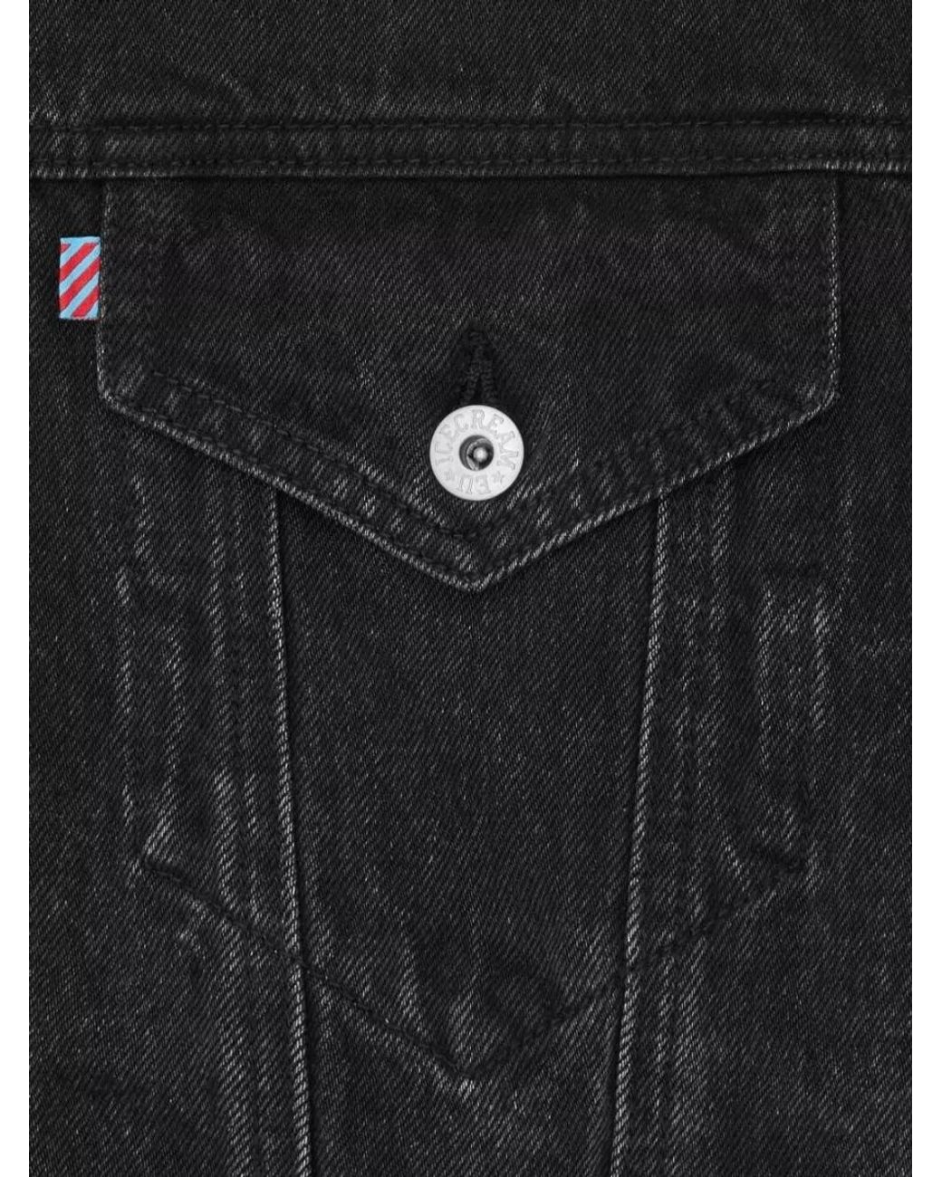 ICECREAM Black Denim Graphic Print Jacket for men