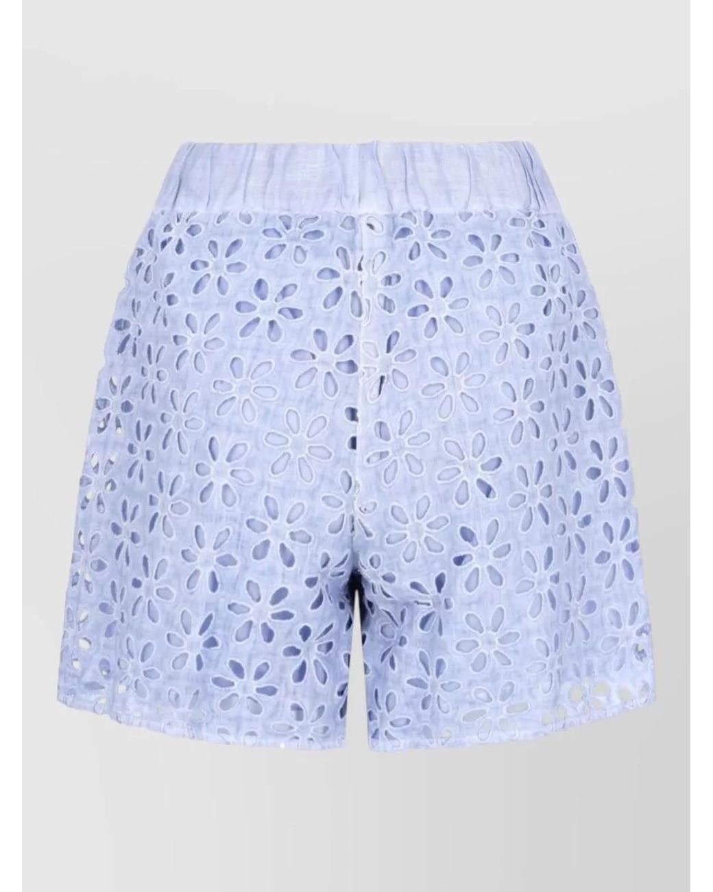 120% Lino Blue Cotton Cropped Trousers