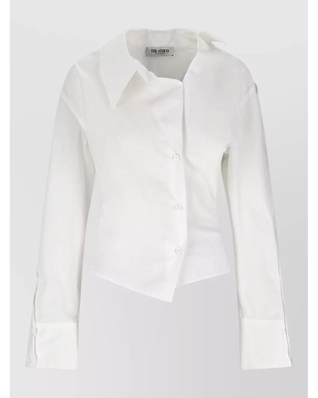 The Attico White Cotton Asymmetric Oversized Long-Sleeve Shirt