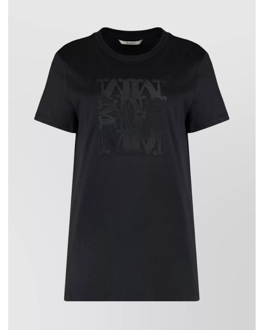 Max Mara Black Cotton Embroidered Short-Sleeve T-Shirt