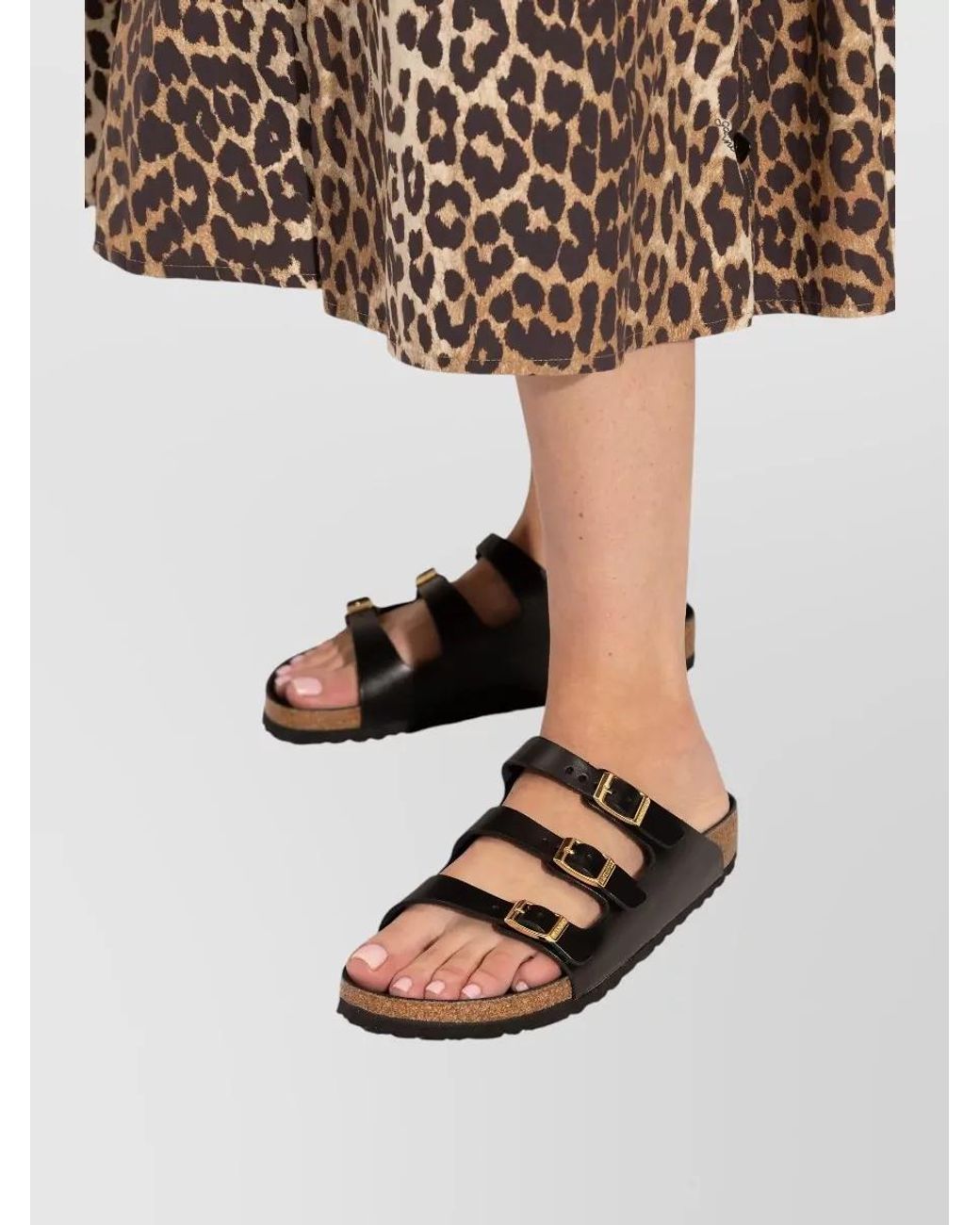 Birkenstock Black Leather Florida Sandals