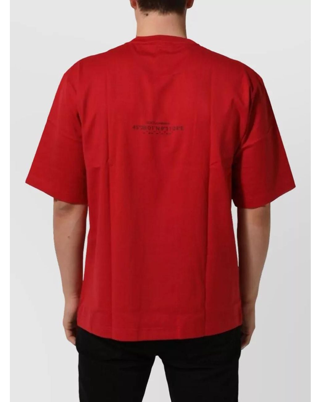 Dolce & Gabbana Red Graphic Print Crew Neck T-Shirt for men
