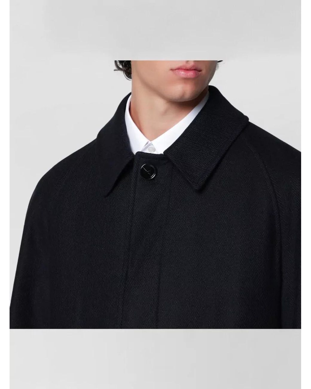 Lardini Black Wool Cashmere Coat for men