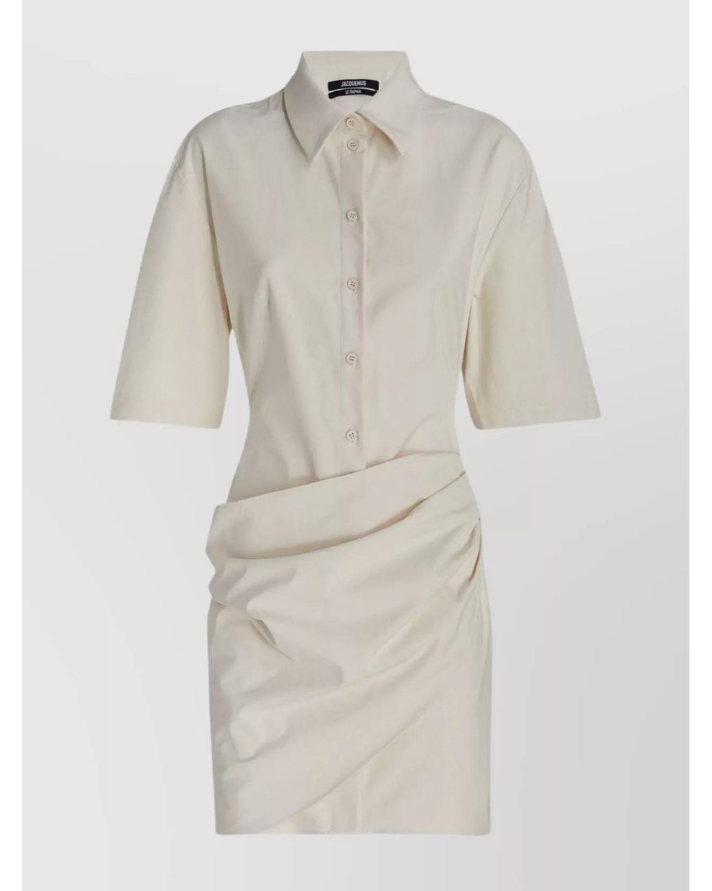 Jacquemus Natural Draped Cutout Mini Shirt Dress