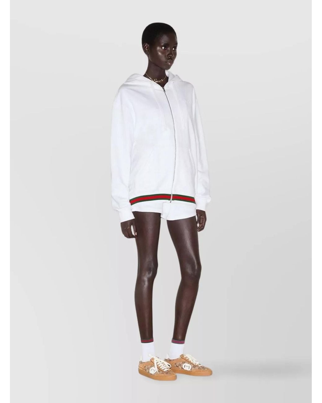 Gucci White Cotton Oversized Hooded Sweatshirt