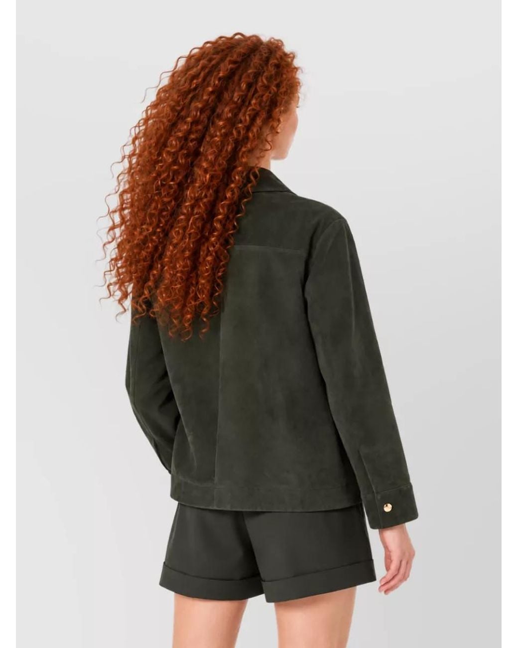 Max Mara Green Leather Single Breasted Coat