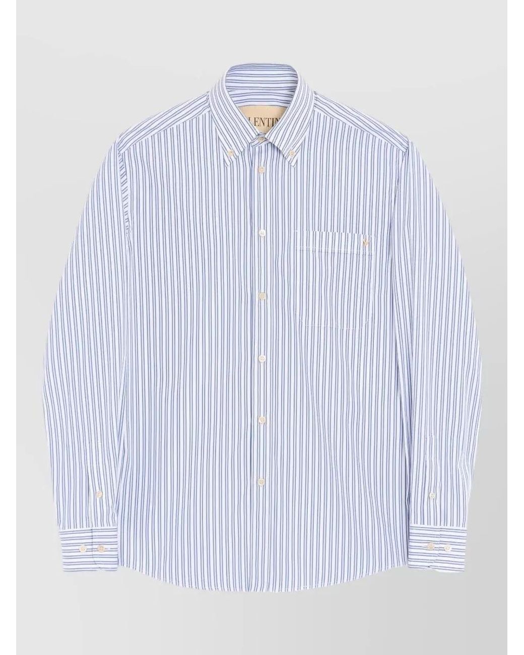 Valentino Garavani Blue Striped Cotton Poplin Shirt for men
