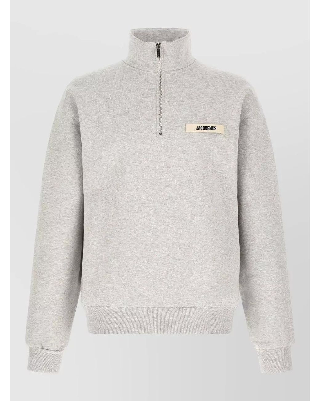 Jacquemus White Cotton Relaxed-Fit Half-Zip Sweatshirt for men