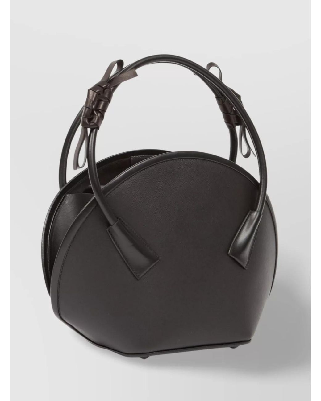 Maison Margiela Black Small Leather Handbag With Bow And Knot