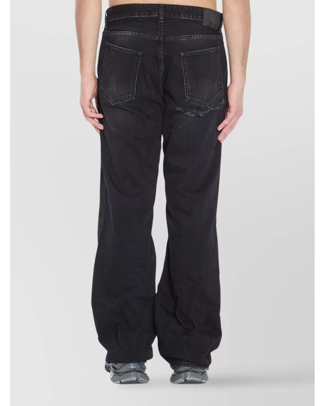 Balenciaga Black Cotton Distressed Relaxed-Fit Mid-Rise Jeans for men