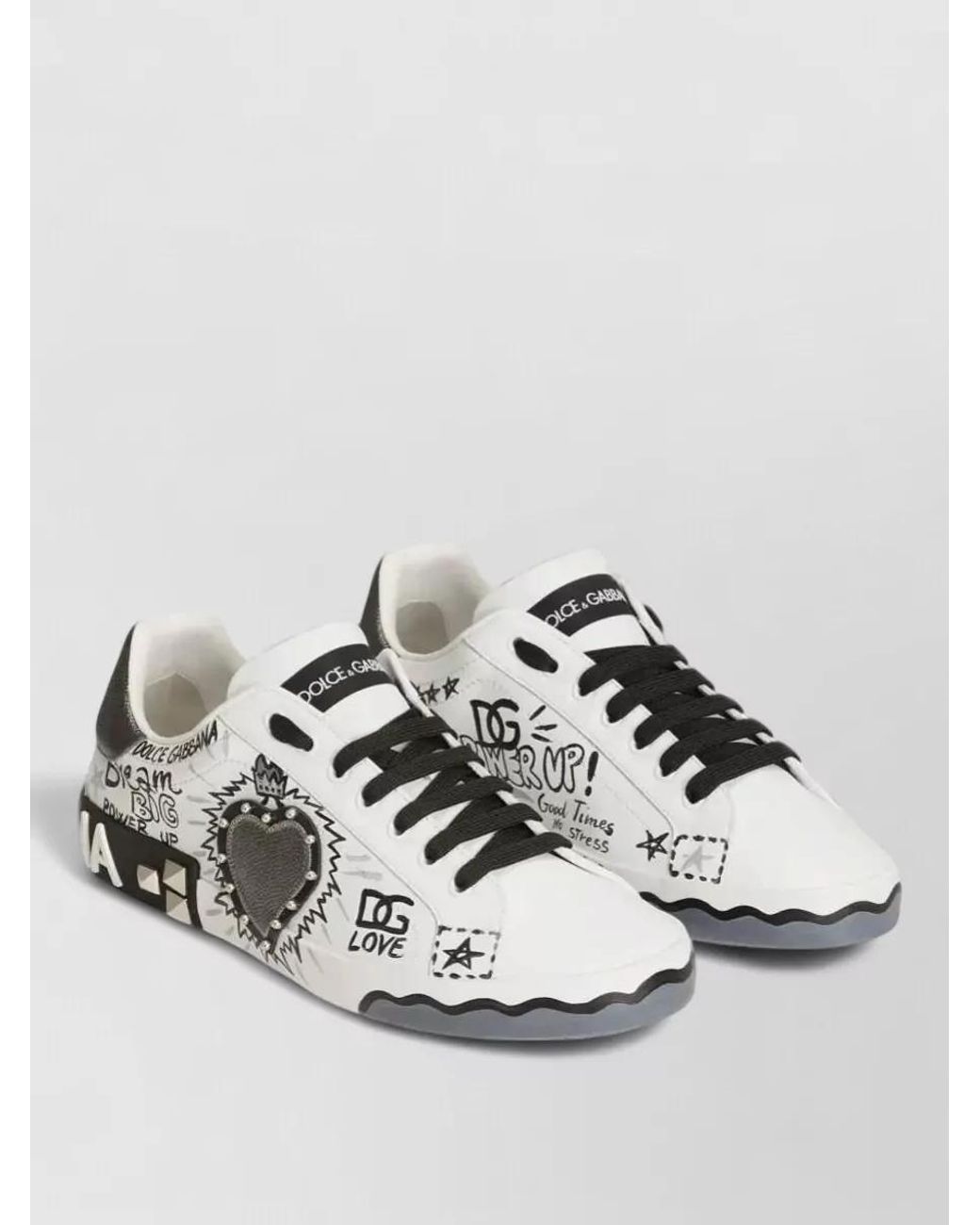 Dolce & Gabbana Metallic Leather Studded Printed Low-Top Sneakers for men