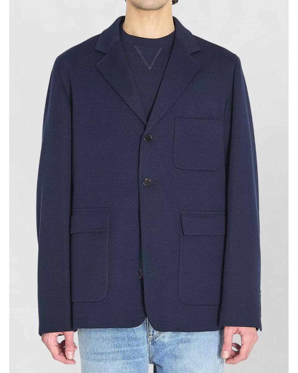 Gucci Blue Cotton Regular-Fit Blazer for men