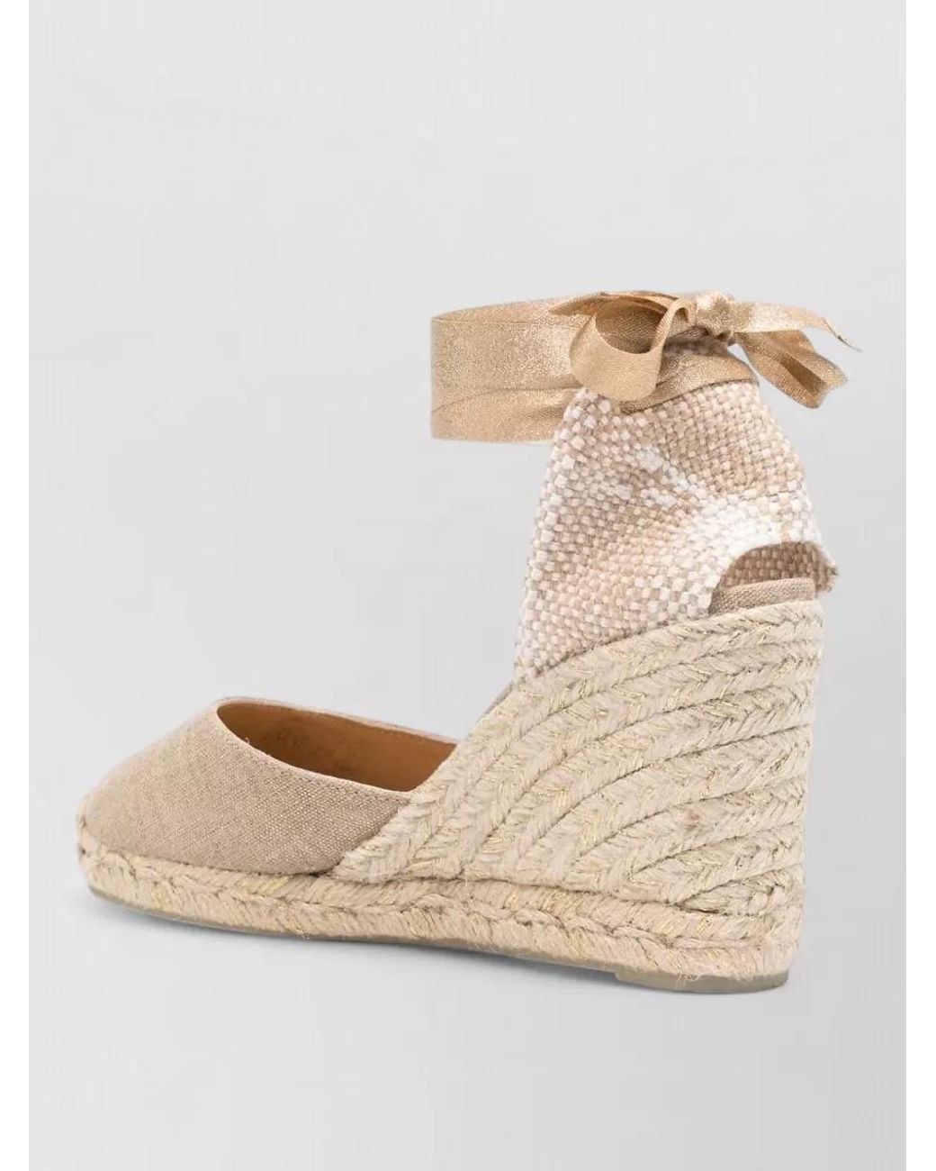 Castaner Natural Woven Tie-Fastening Wedge Espadrilles