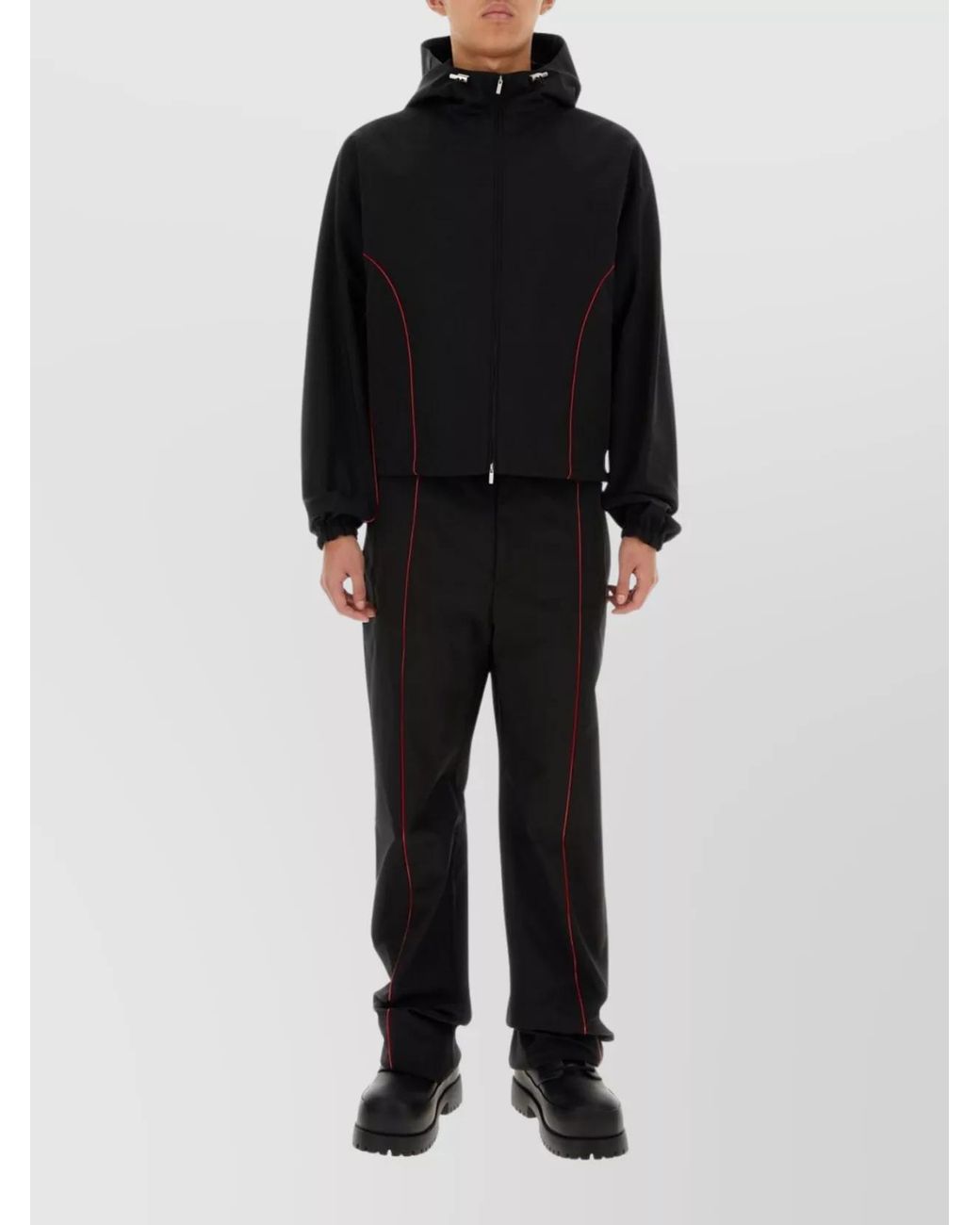 Ferragamo Black Rubber Trim Hooded Jacket for men