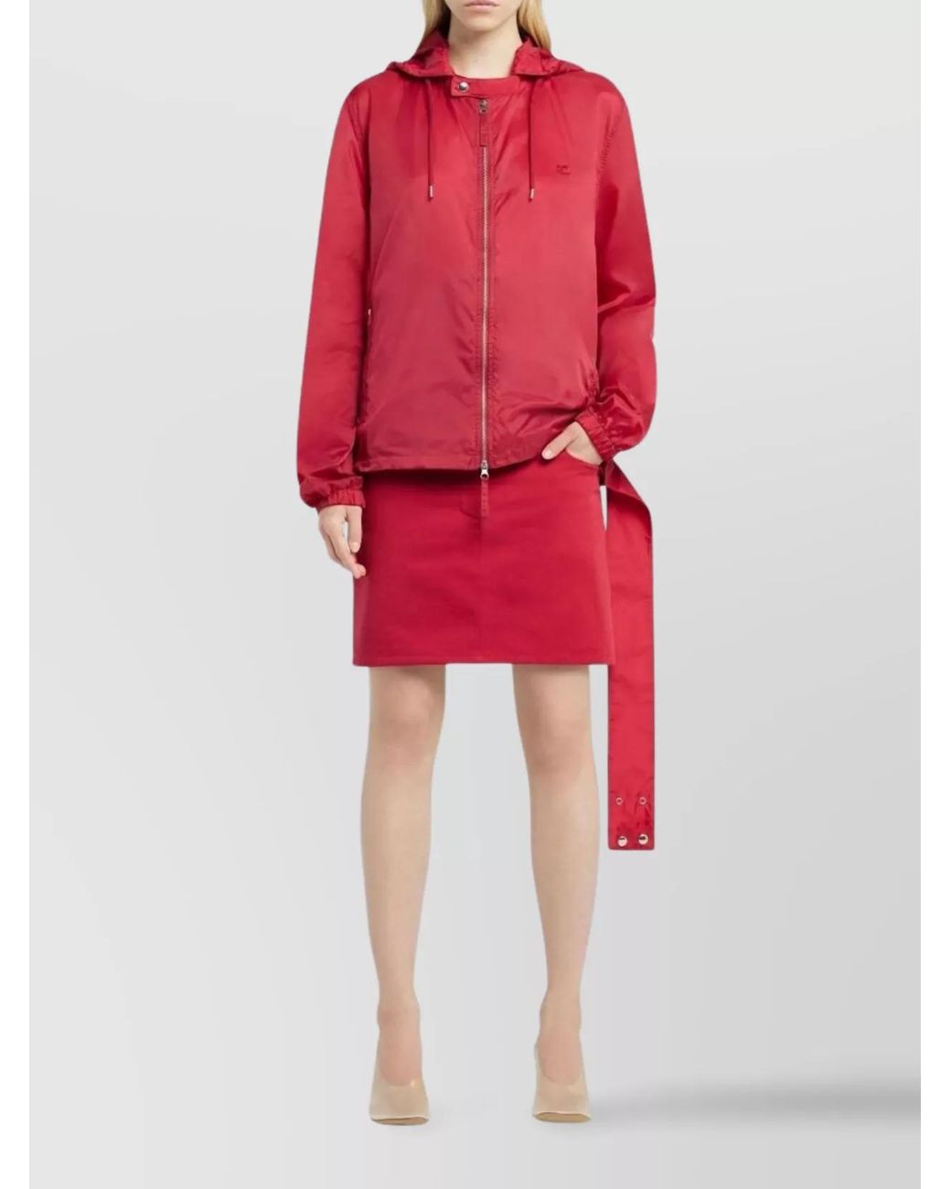 Courreges Red Hooded Bomber Jacket