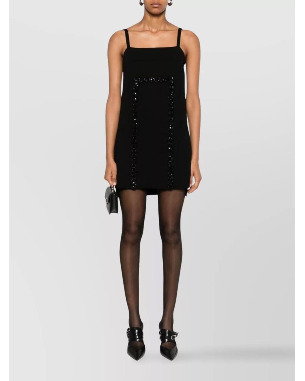 Max Mara Black Crystal-Embellished Sleeveless Square-Neck Mini Dress