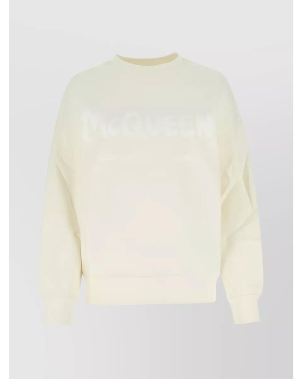 McQueen White Cotton Oversized Printed Sweatshirt