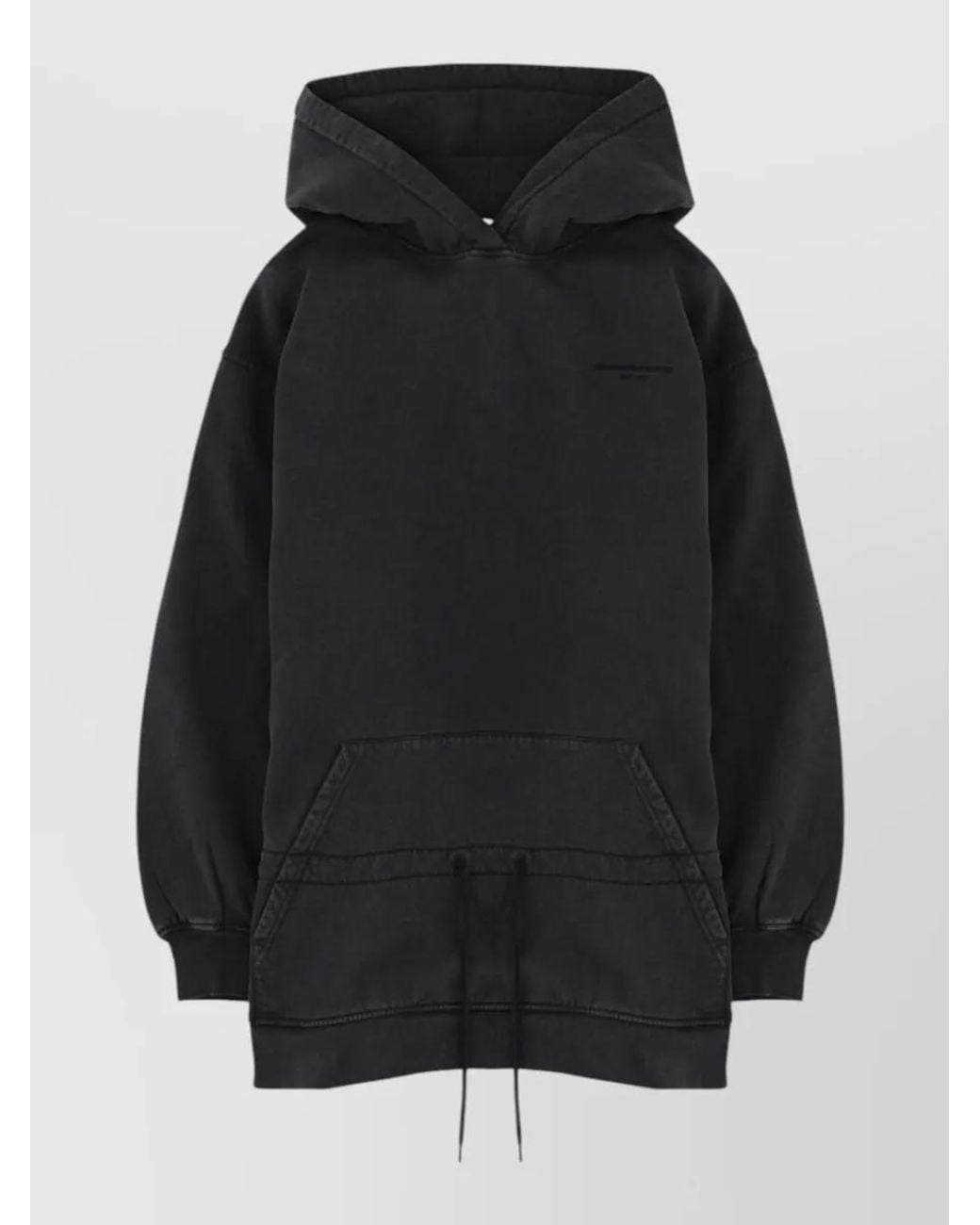 Alexander Wang Black Cotton Hooded Dropped Waist Mini Dress
