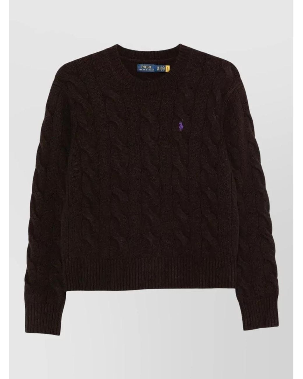 Polo Ralph Lauren Black Wool Cashmere Cable Knit Crew Neck Jumper