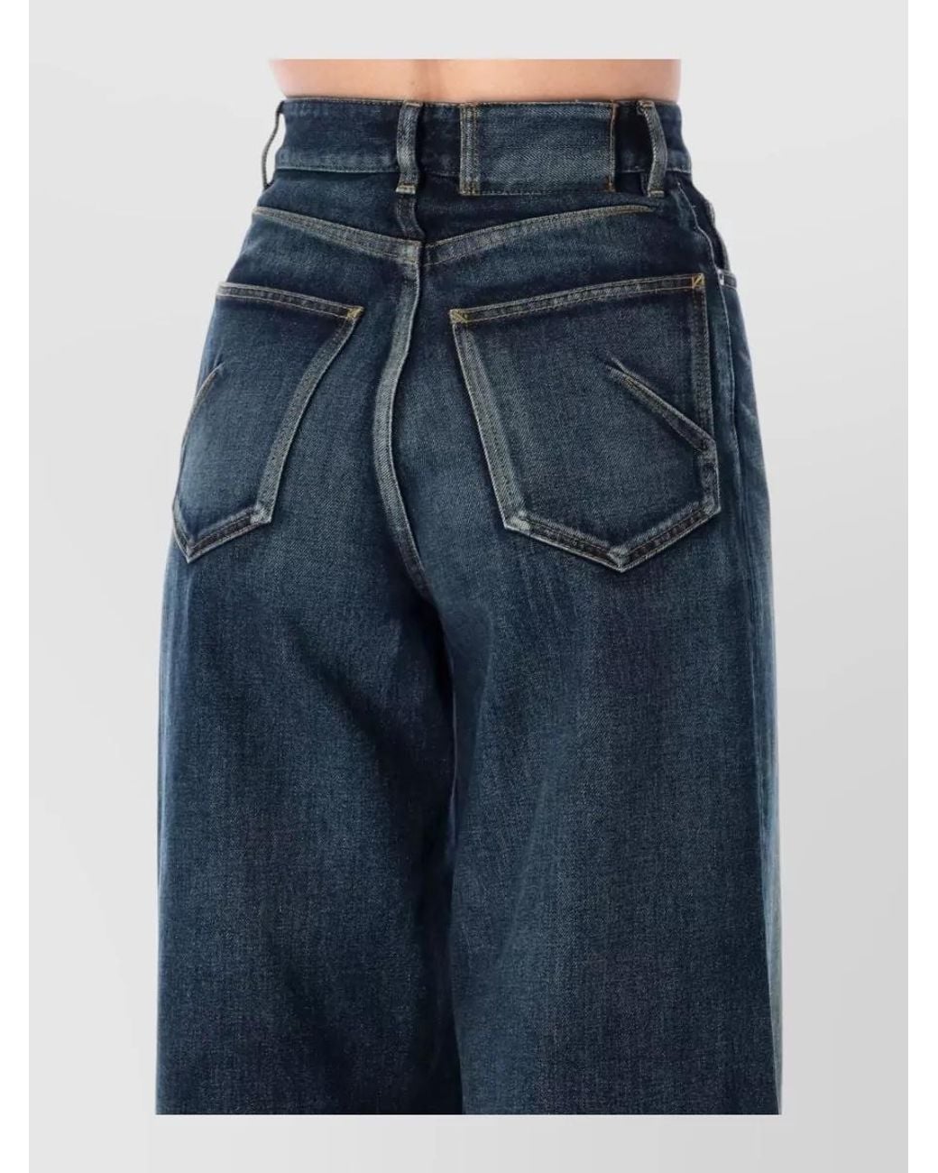 Alaïa Blue Denim Mid-Rise Wide-Leg Maxi Jeans
