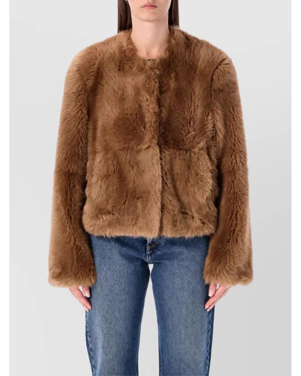 Stand Studio Brown Faux Fur Jacket