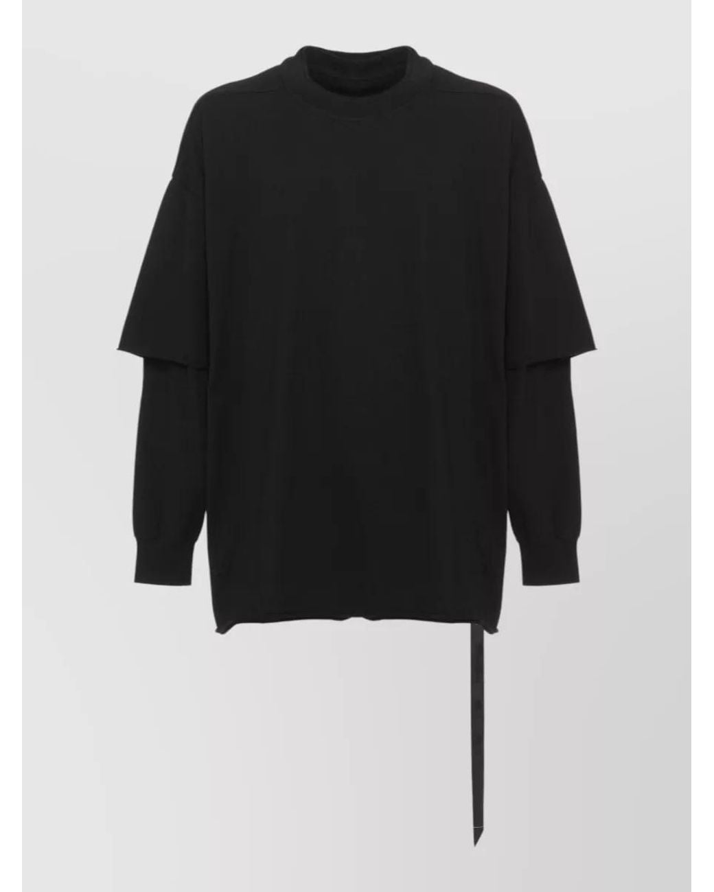 Rick Owens Black Cotton Layered Long-Sleeve T-Shirt for men