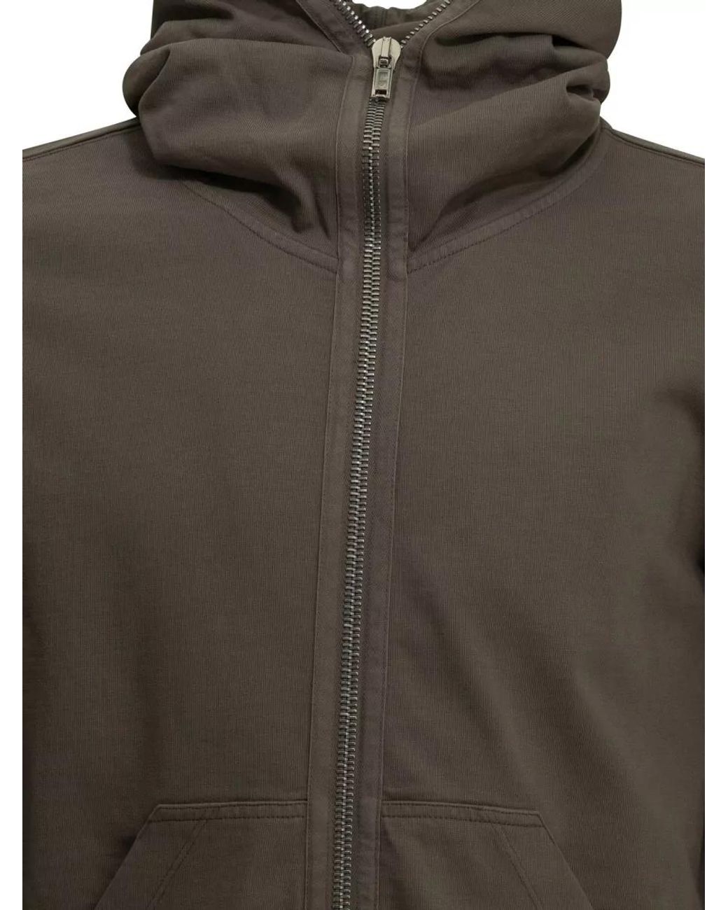 Rick Owens Gray Cotton Zip-Up Hooded Jacket for men