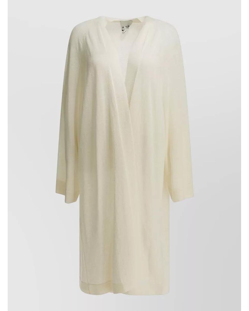 Sa Su Phi White Cashmere Silk Long Dressing Gown