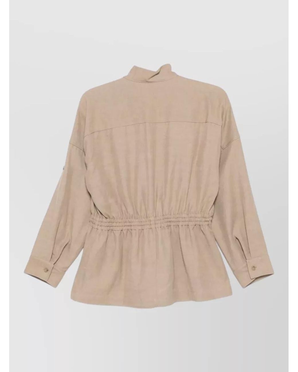 Fay Natural Band Collar Long Sleeve Overshirt