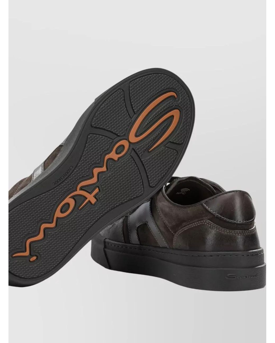 Santoni Black Leather Low-Top Sneakers for men