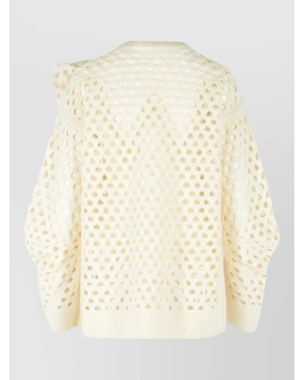 Blumarine Natural Openwork Wool Cardigan