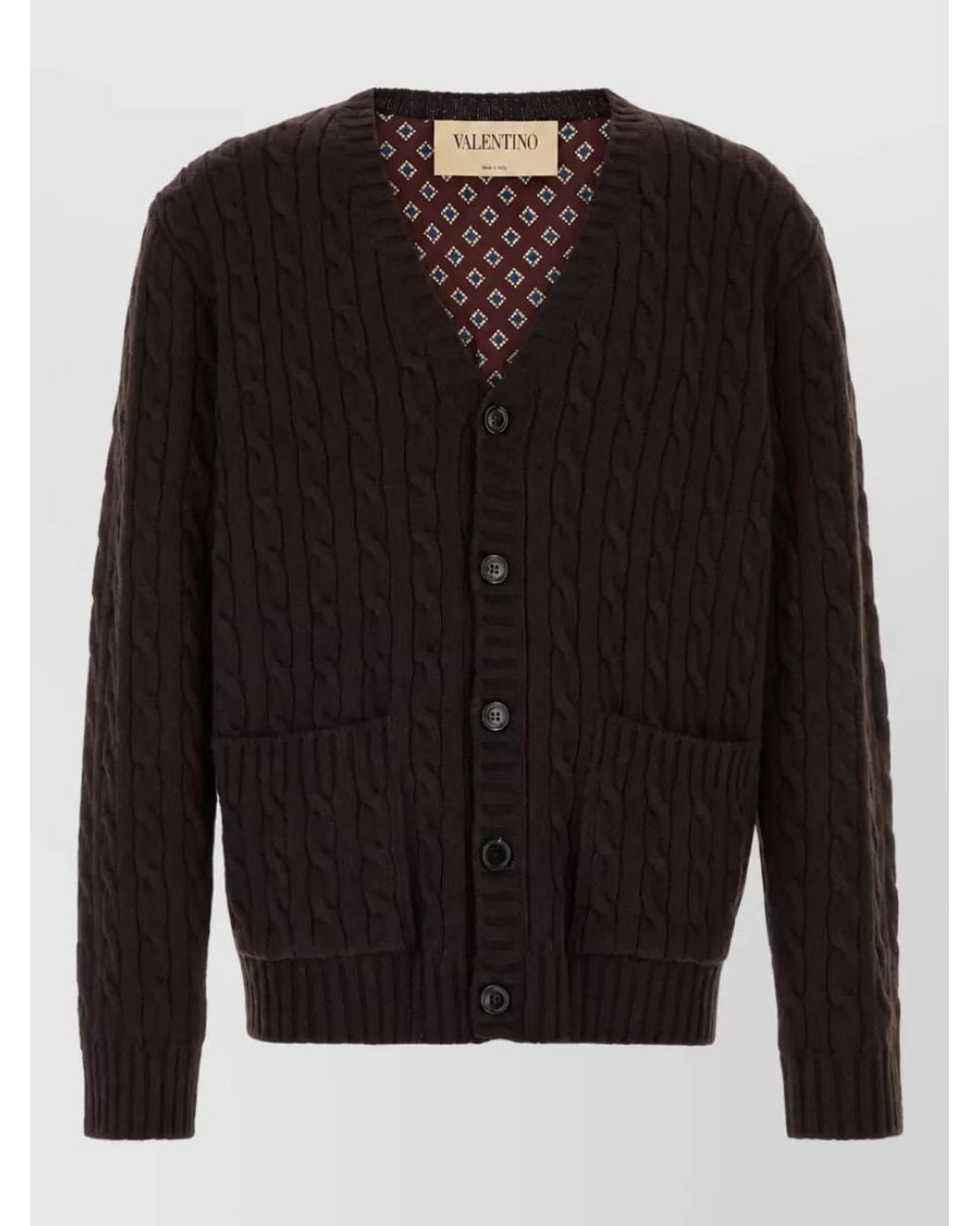 Valentino Garavani Black Wool Cardigan for men