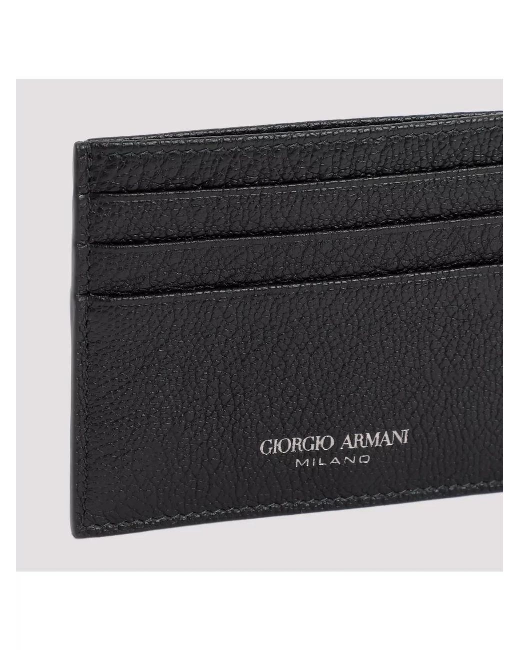 Giorgio Armani Black Leather Credit Card Holder for men