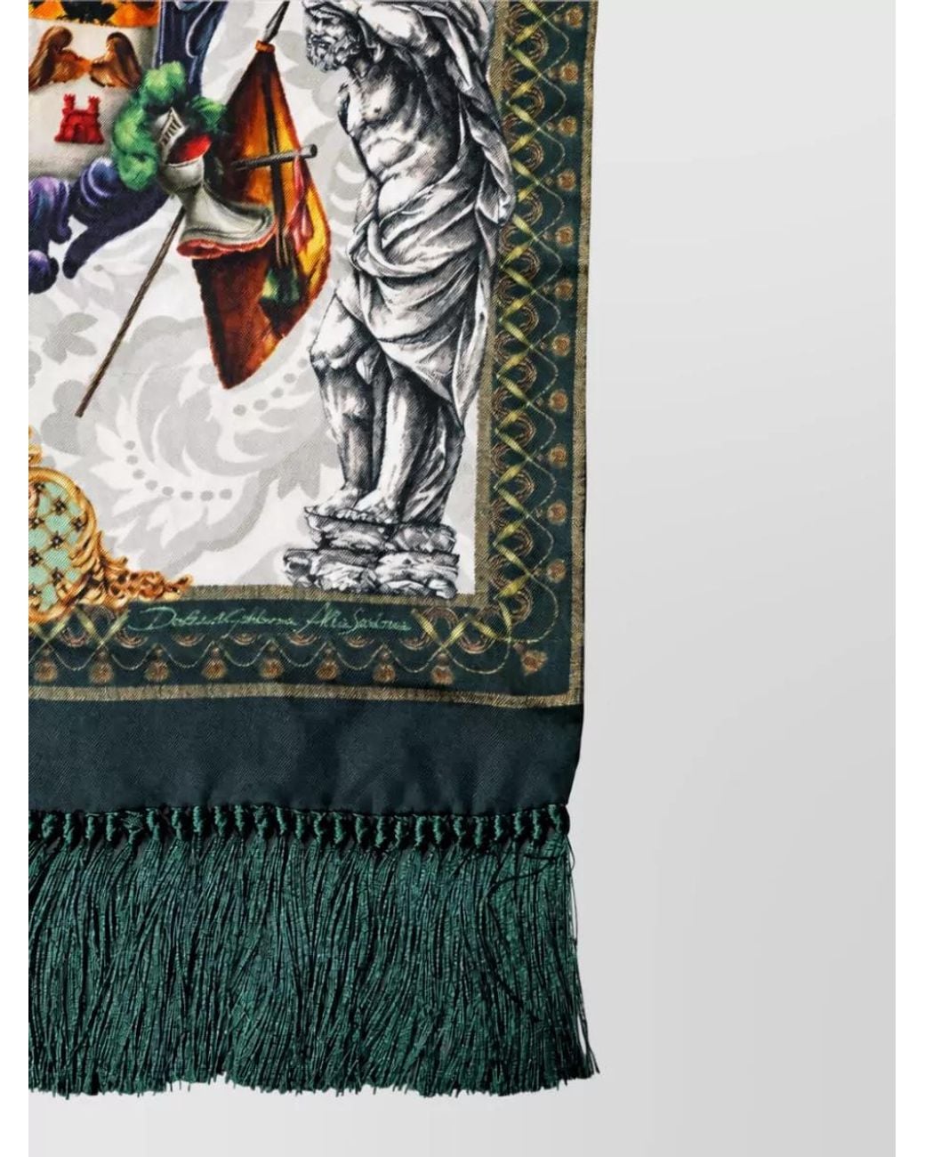 Dolce & Gabbana White Silk Baroque Angel Print Scarf