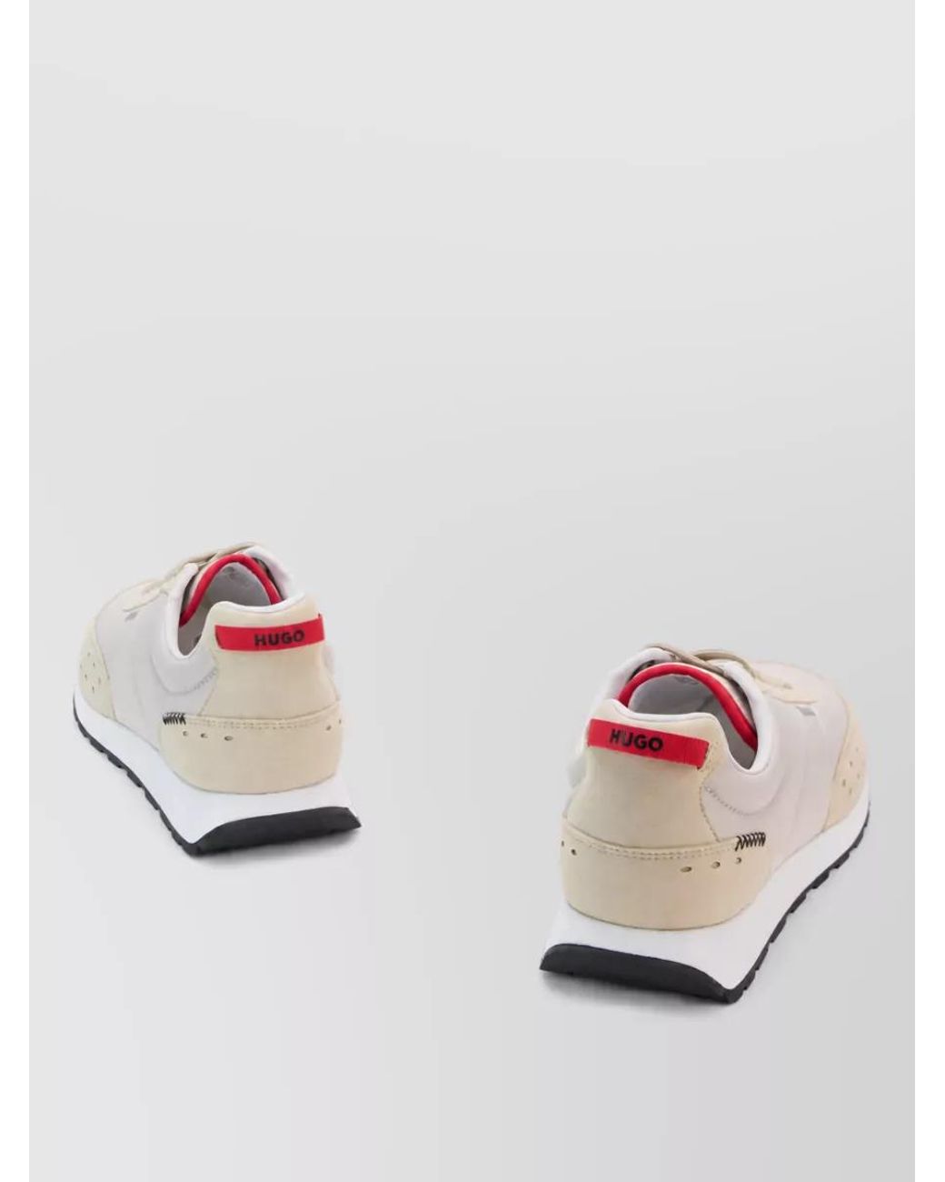 Boss White Polyester Lace-Up Sneakers for men