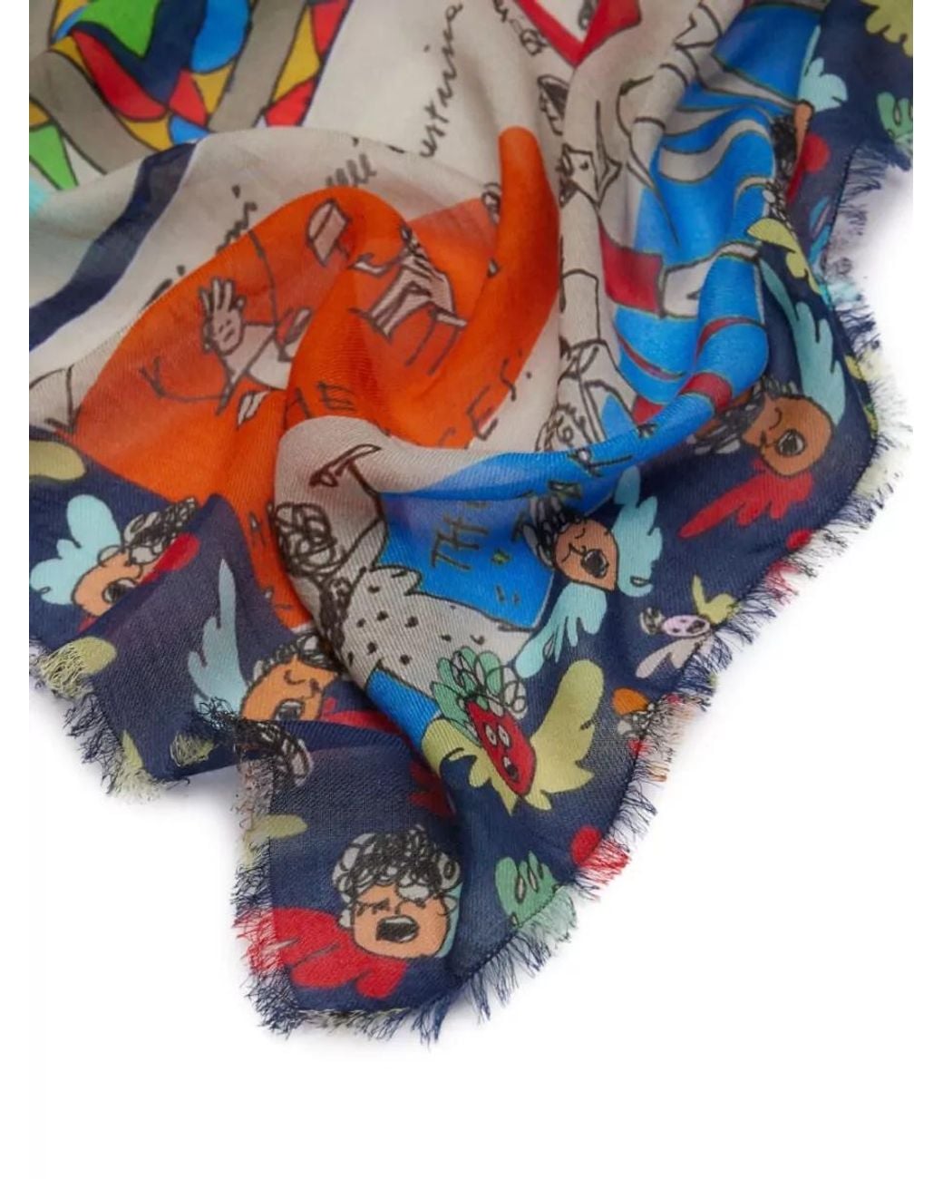 Faliero Sarti Blue Cashmere Modal Printed Scarf