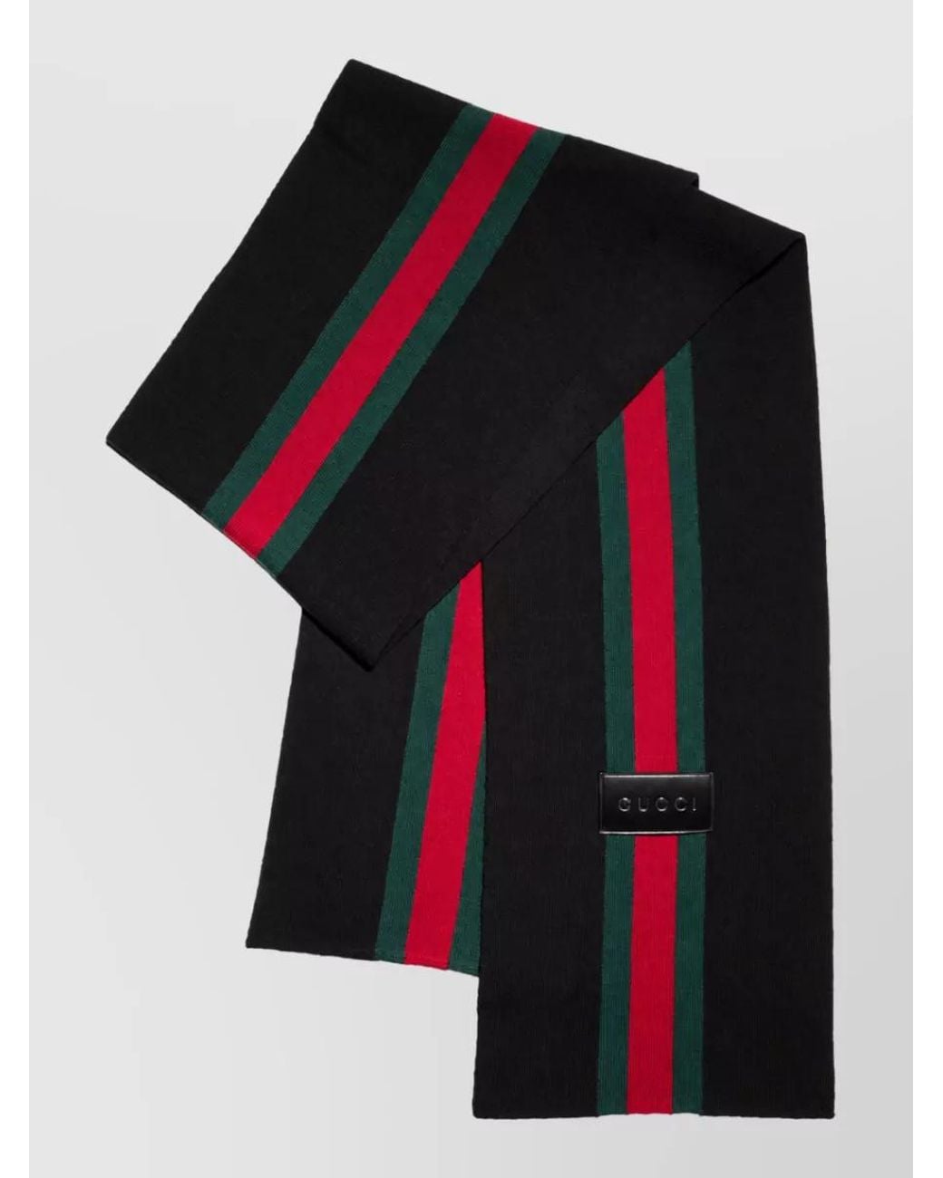 Gucci Black Wool Striped Scarf for men