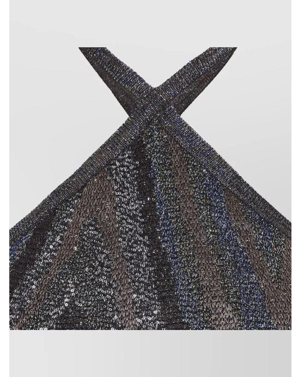 Missoni Gray Metallic Zigzag Knit Halterneck Mini Dress