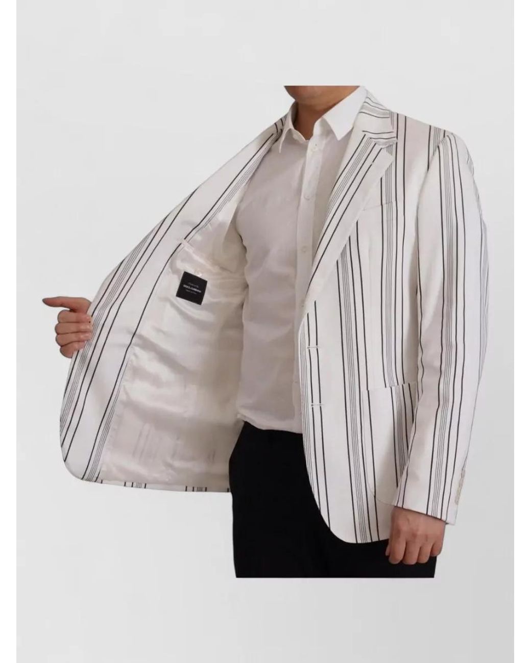 Dolce & Gabbana Gray Striped Single-Breasted Blazer for men