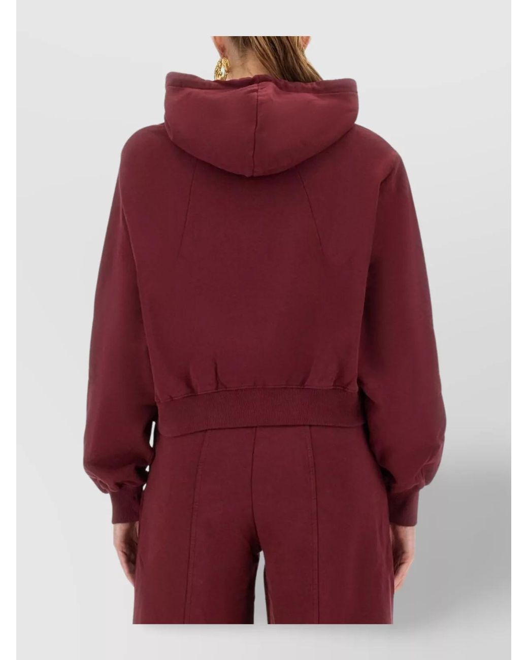 ROTATE BIRGER CHRISTENSEN Red Organic Cotton Cropped Hoodie