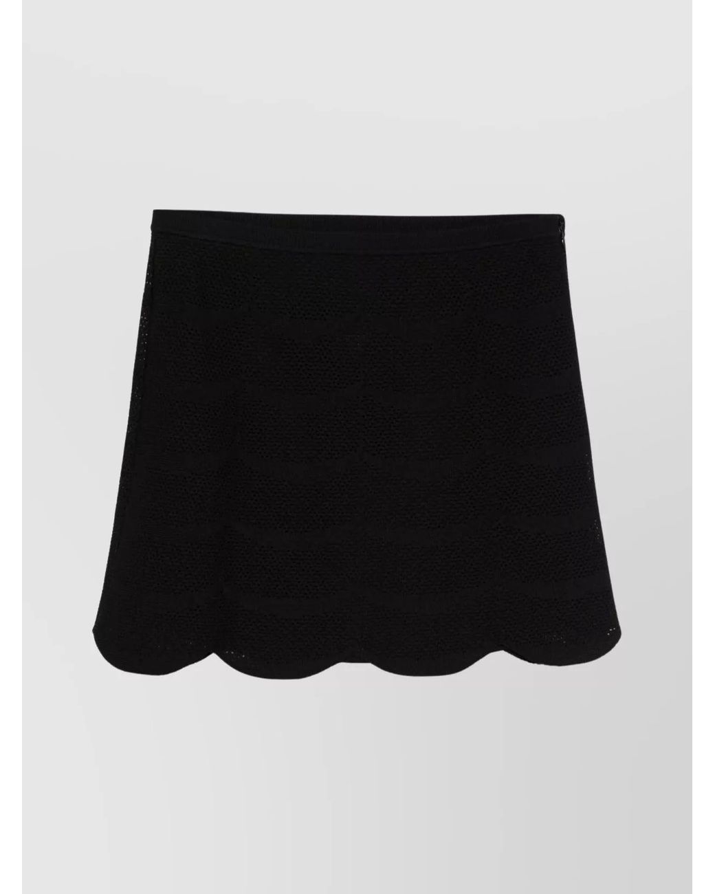 Tom Ford Black Silk Cotton Scallop Hem Mini Skirt