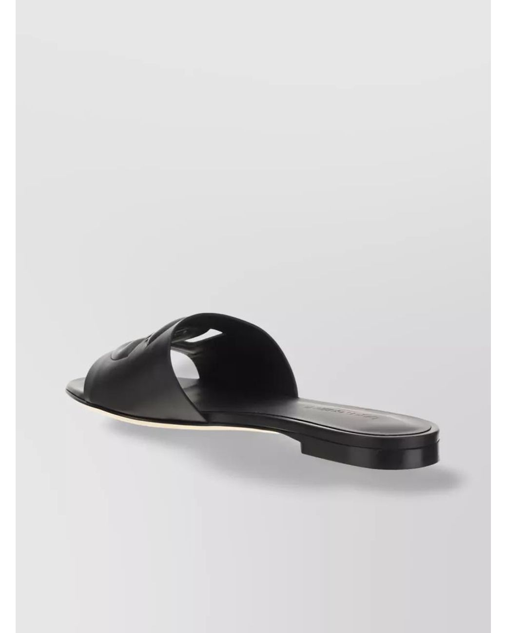 Dolce & Gabbana Black Leather Logo Slide Sandals