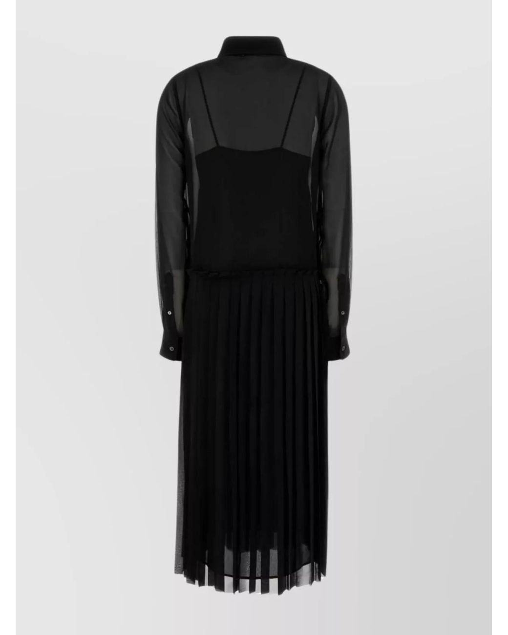 AMI Black Polyester Shirt Midi Dress