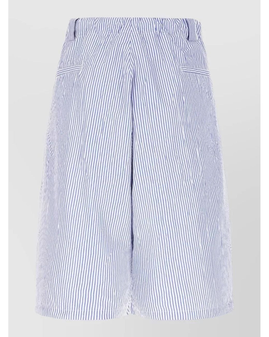 Willy Chavarria Blue Printed Cotton Blend Bermuda Shorts for men