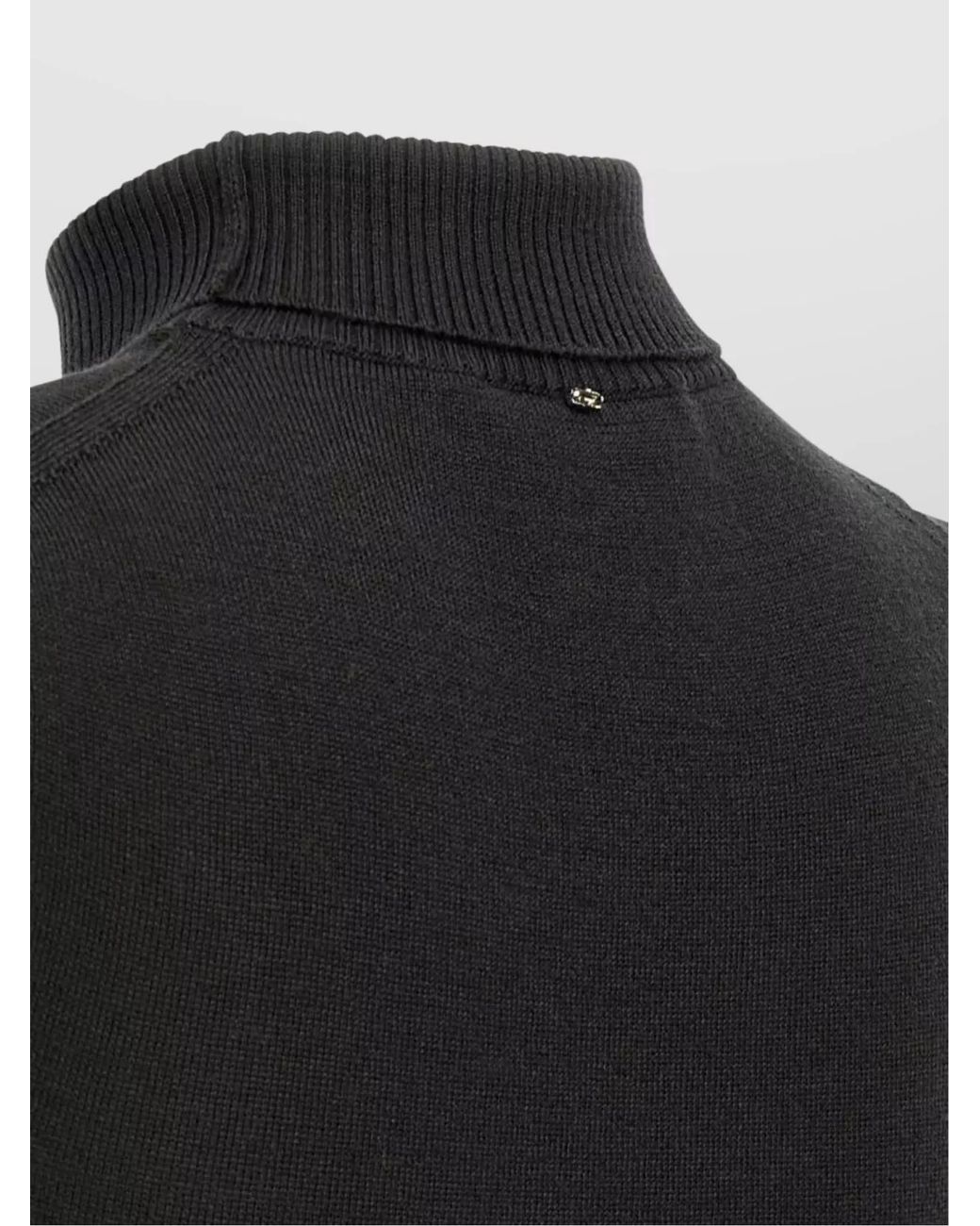 Sportmax Black Virgin Wool Fine-Knit Sleeveless Turtleneck Top