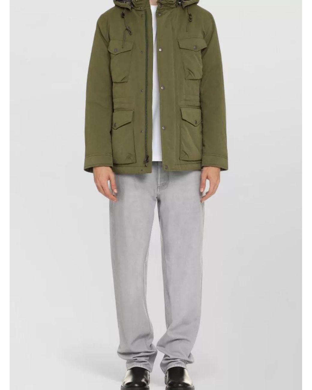 Woolrich Green Hooded Parka Jacket for men