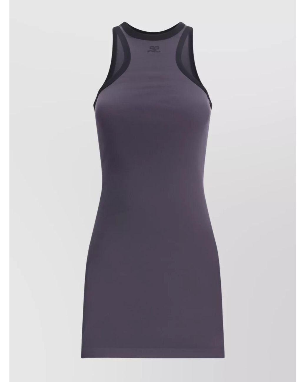 Courreges Purple Cotton Sleeveless Racerback Mini Dress
